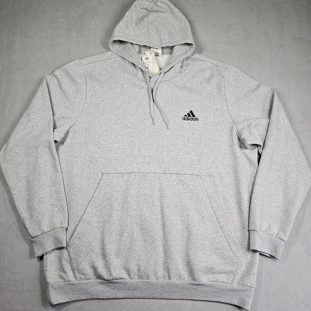 Adidas Essential Feel Cozy Hoodie Mens 2XL Heather Gray Fleece Athleisure Comfy